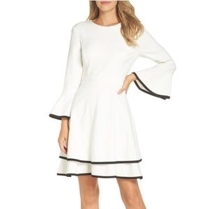 Eliza J Bell Sleeve Fit and Flare Dress Size 6 White